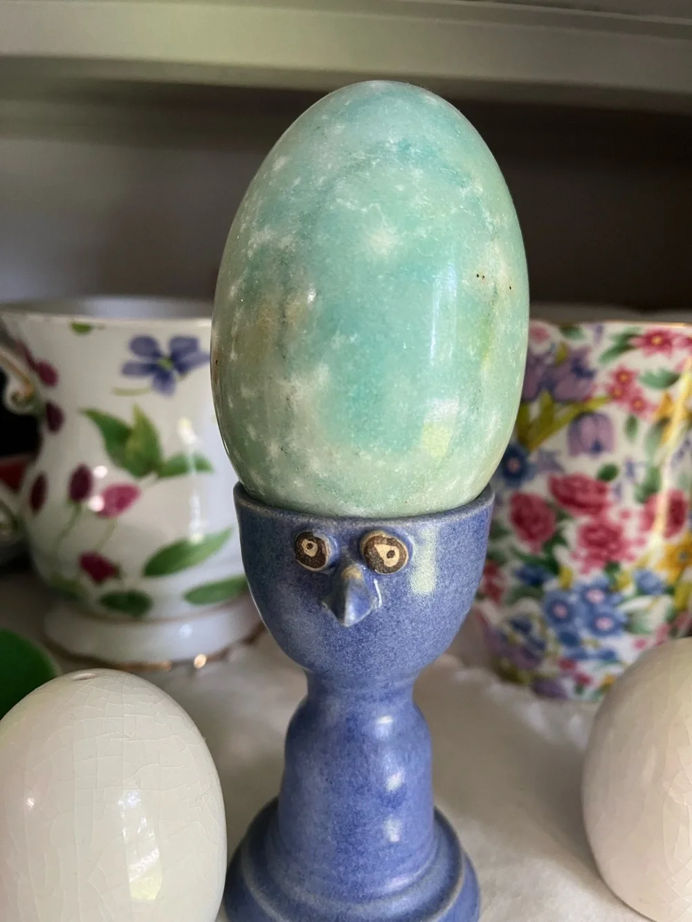 Polished Aqua Green Decorative marble alabaster stone Egg